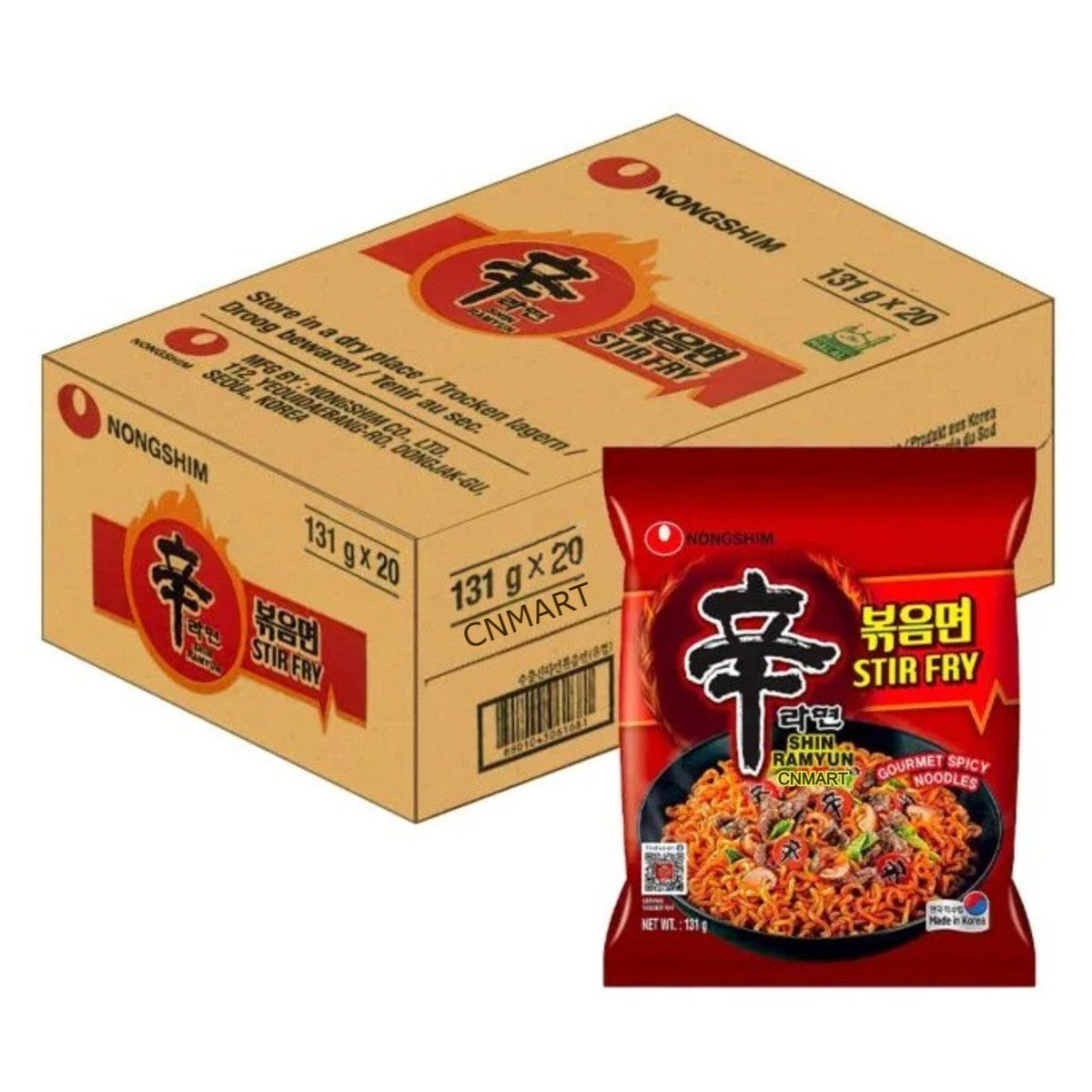 Nongshim Shin Ramyun Stir Fry Korean Spicy Instant Noodle 131g (Pack of 20)