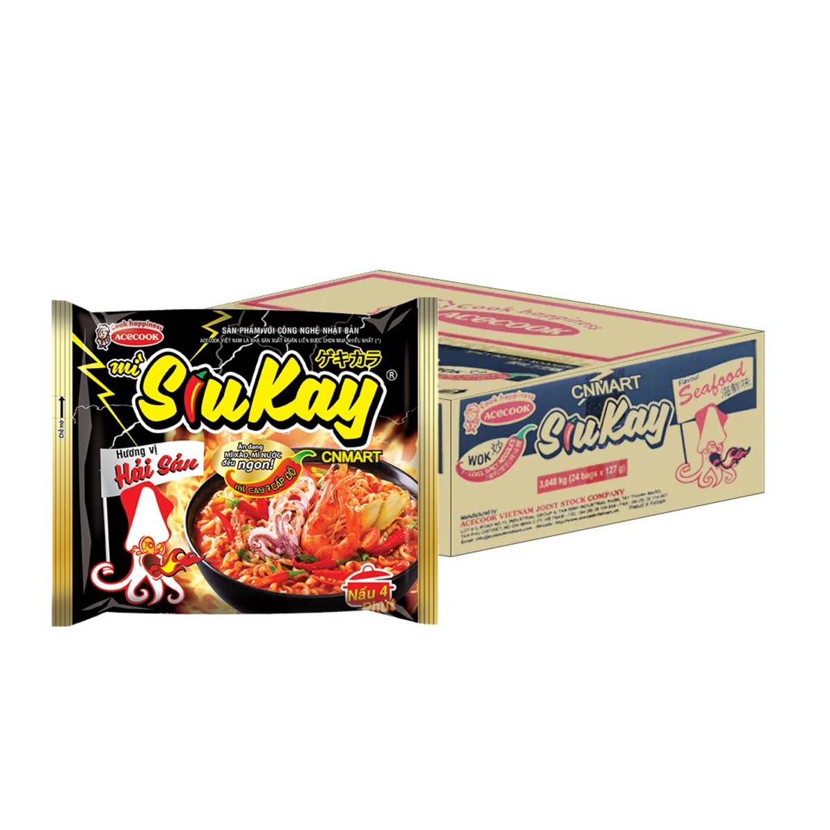 BBD: 25.02.2026, Acecook SIUKAY Instant Noodle with Seafood Flavour 127g (Pack of 24)