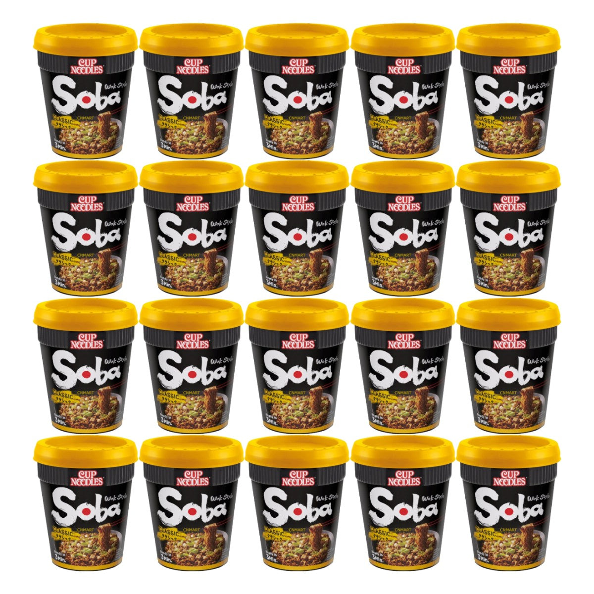 Nissin Soba Cup Noodles Classic Flavour Wok Style 90g (Pack of 20)