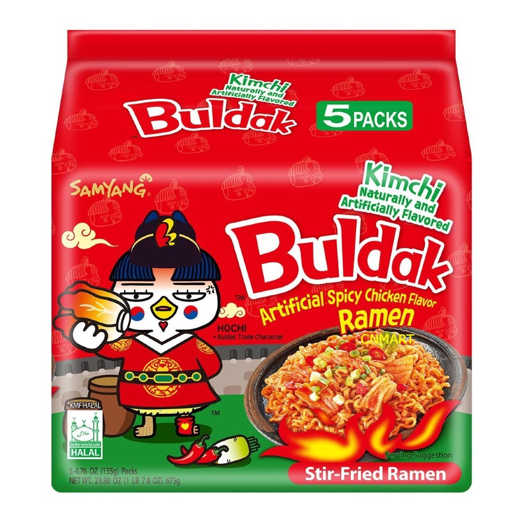 Samyang Buldak Hot Chicken Flavour Ramen - Kimchi 135g (Pack of 5)