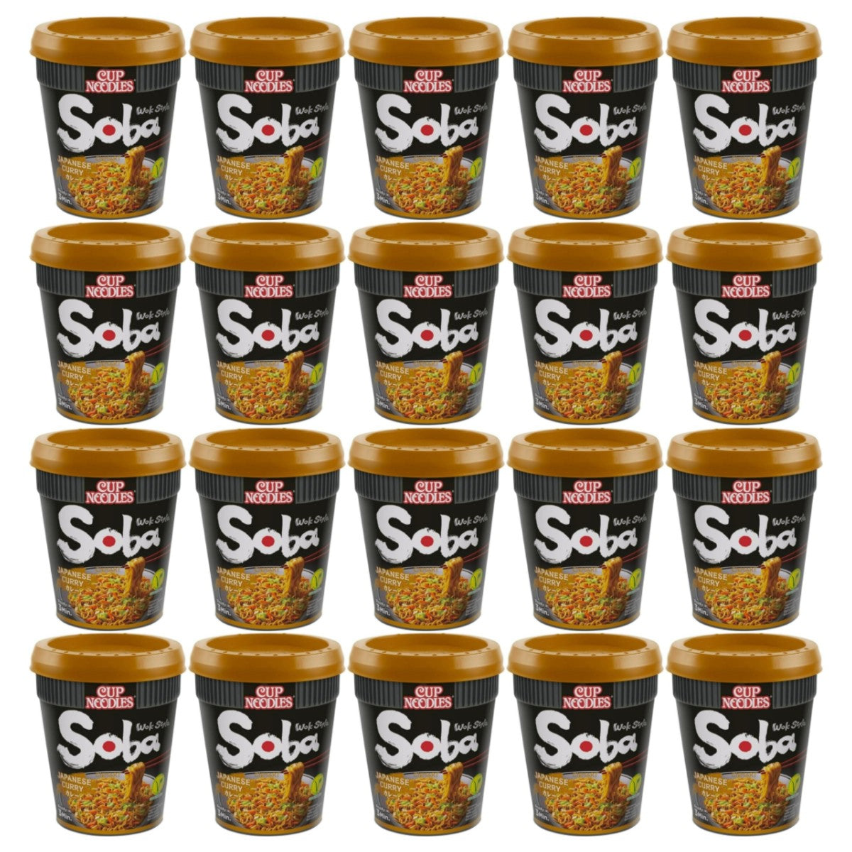 Nissin Soba Cup Noodles Japanese Curry Flavour Wok Style 90g (Pack of 20)