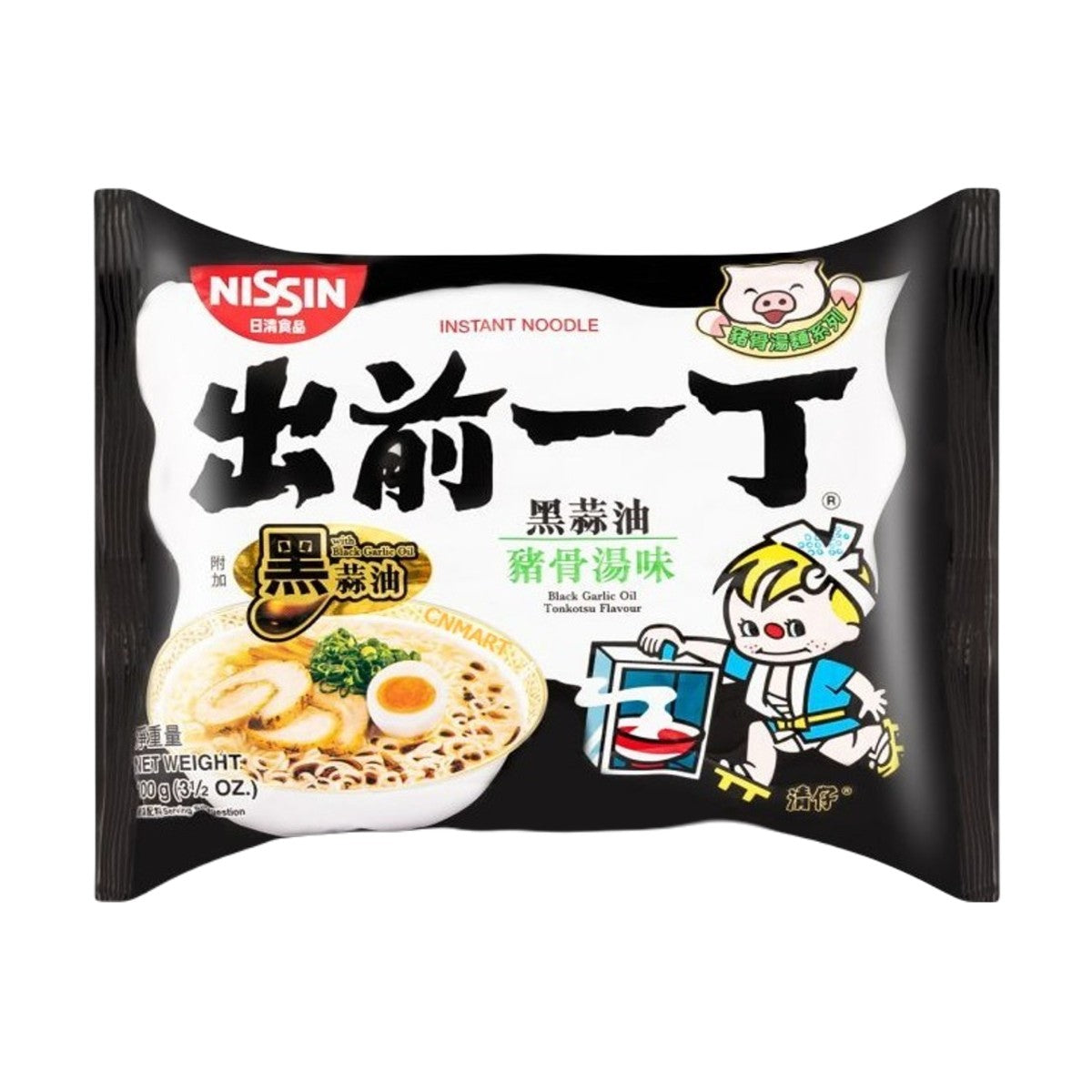 Nissin Demae Ramen Instant Ramen Noodles - Black Garlic Oil Tonkotsu Flavour 100g (Pack of 30)