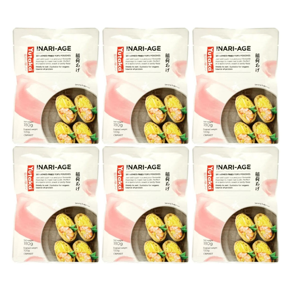 BBD: 03.12.2025, Yutaka Inari Age Seasoned Fried Tofu Pouches 180g (Pack of 6)