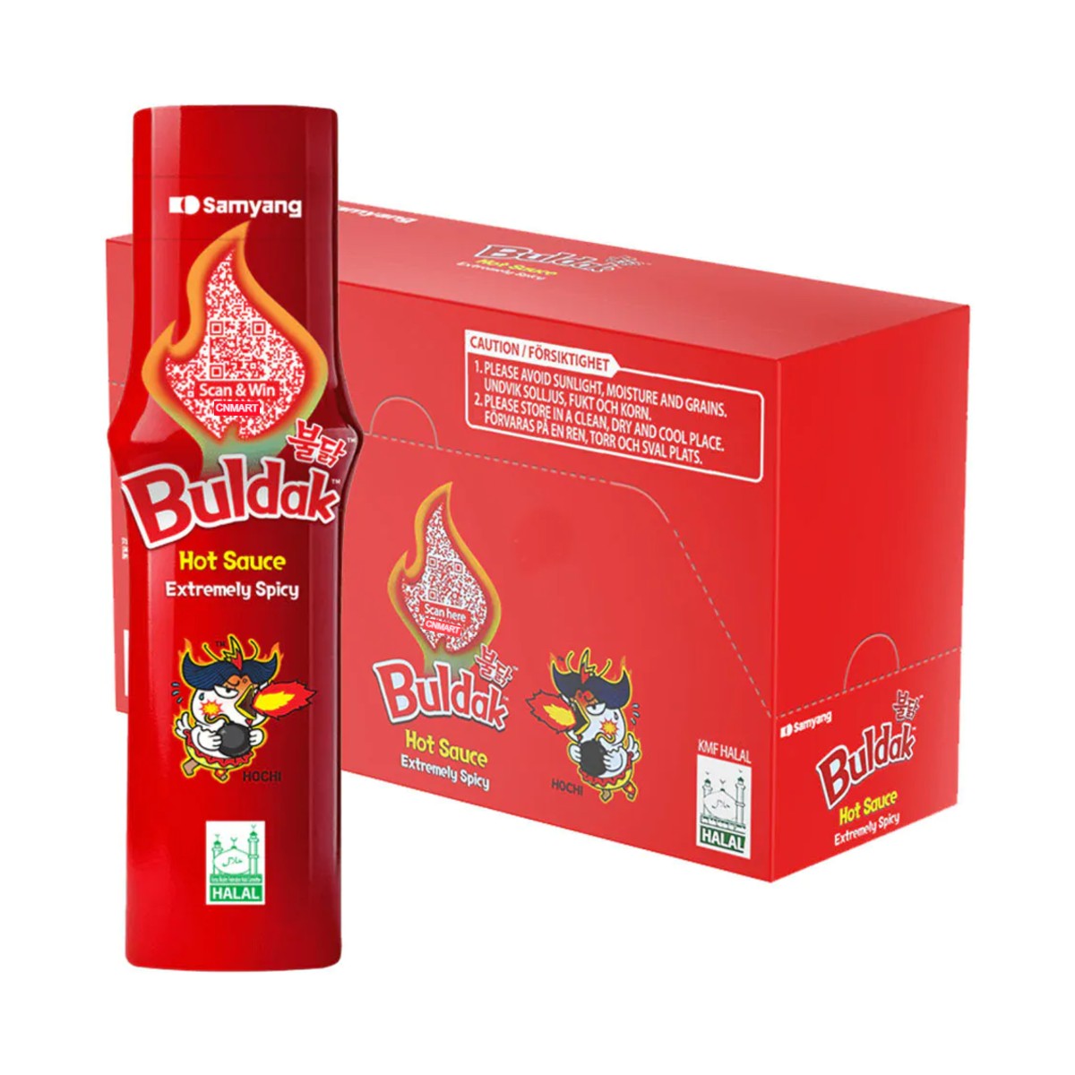 Samyang Buldak Hot Chicken Flavour Extremely Spicy Hot Sauce 165ml, Case of 12 Bottles, Korean Chilli Sauce, Halal Certified, Retail Display Box