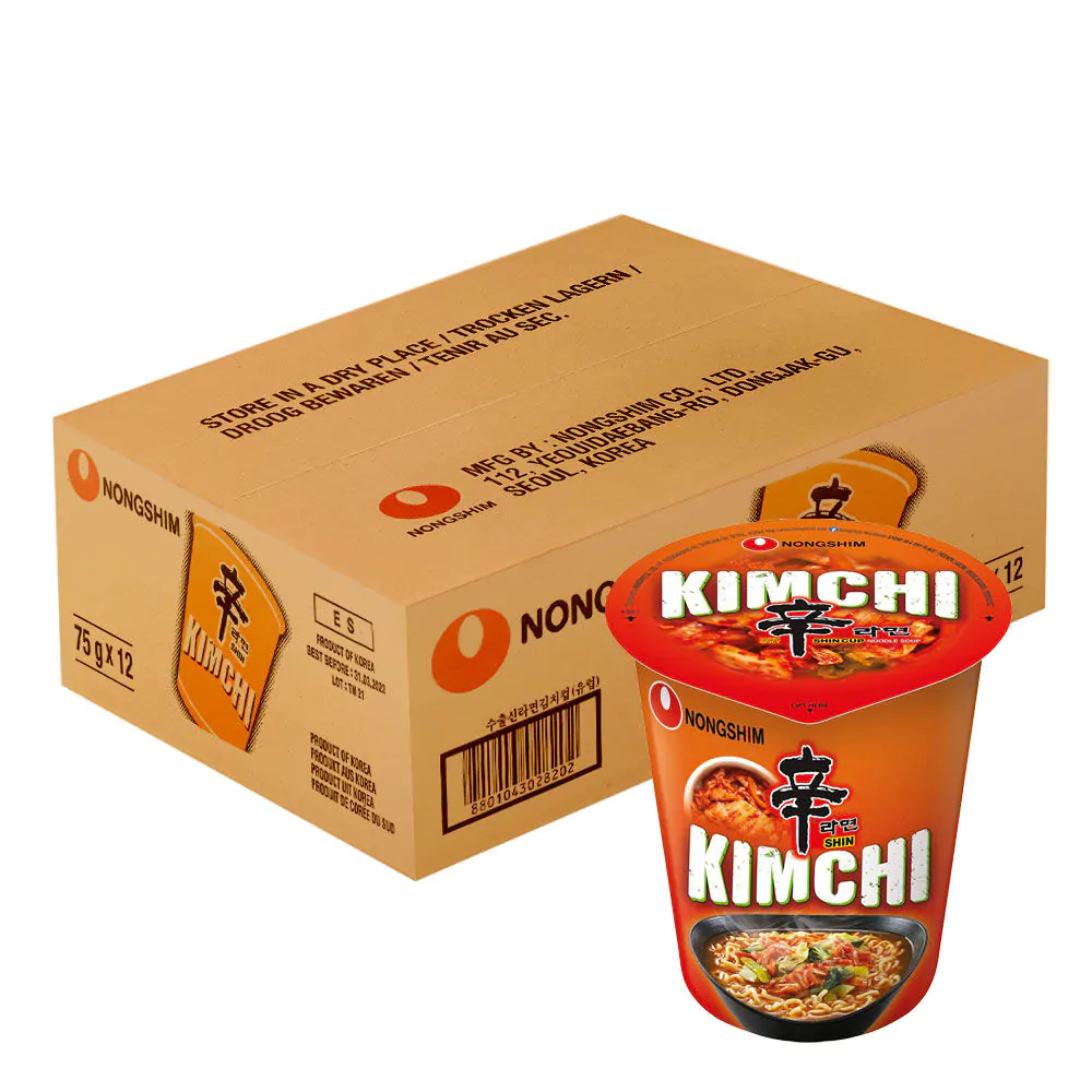 Nongshim Kimchi Ramyun Cup Noodle Soup 75g (12 Cups)
