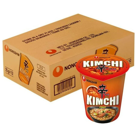Nongshim Kimchi Ramyun Cup Instant Noodle Ramen Soup 75g (12 Cups)