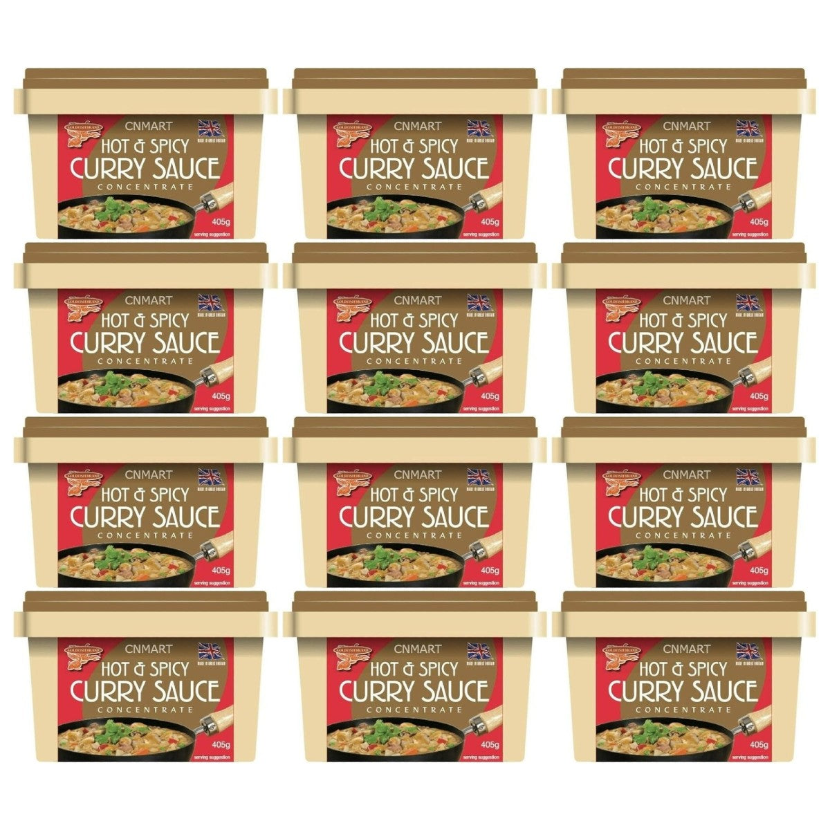 Goldfish Hot & Spicy Curry Sauce Paste Concentrate 405g (Pack of 12)