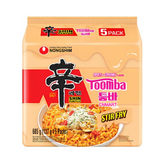 Nongshim Shin Ramyun Spicy & Creamy Toomba Stir Fry Flavour Instant Ramen Noodle 137g (Pack of 5)