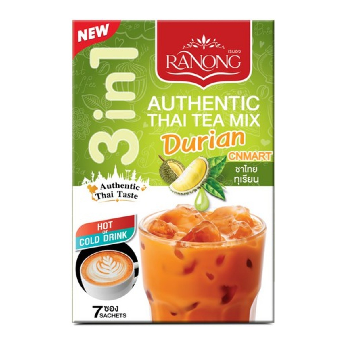 Ranong Thai Tea Mix Durian Flavour 3-in-1 Instant Drink 175g