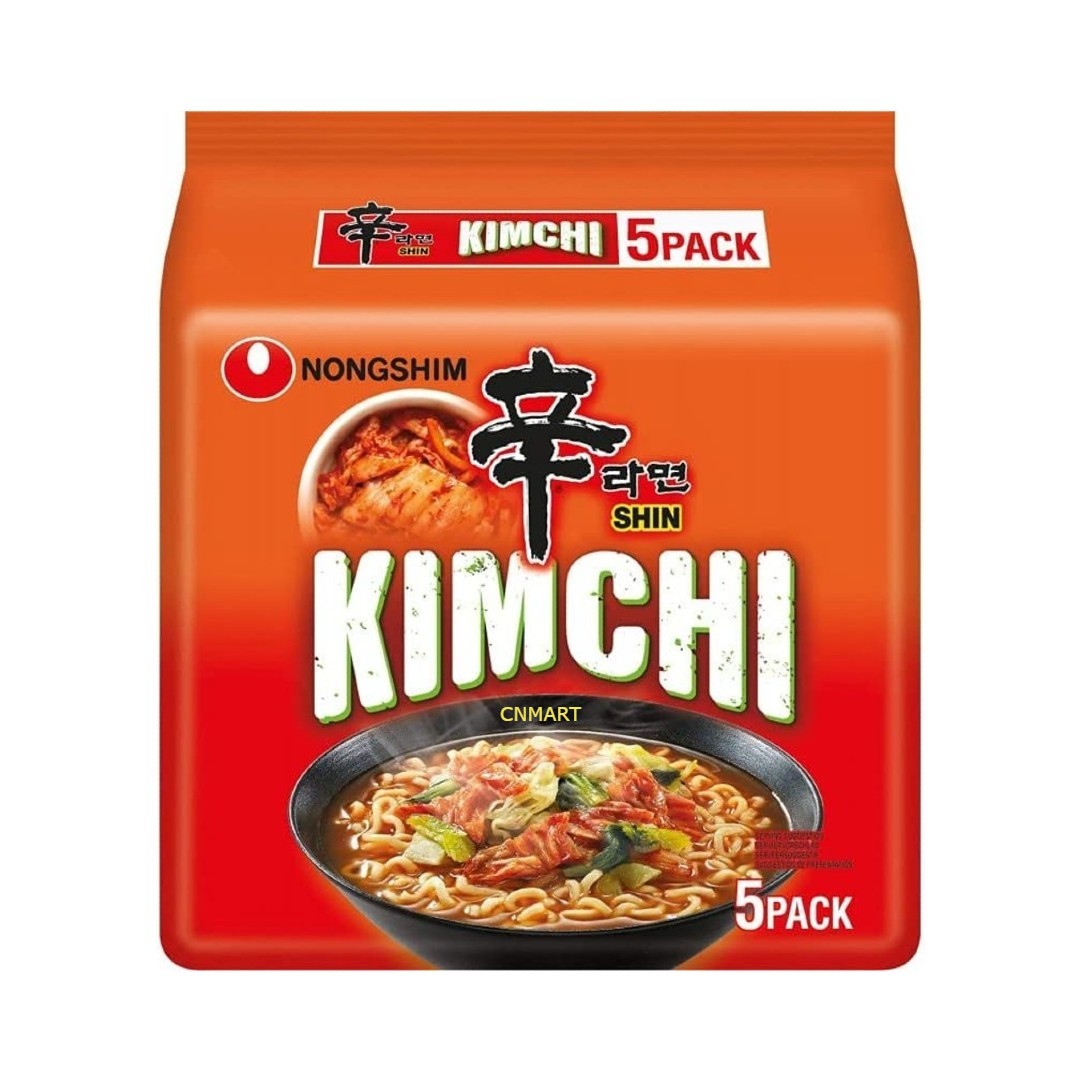 Nongshim Kimchi Ramyun 5 Pack – Spicy Korean Instant Noodle Soup Multipack
