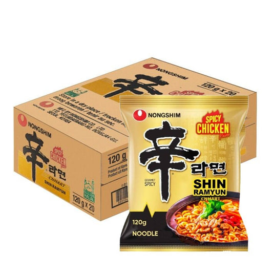 Nongshim Spicy Chicken Shin Ramyun Instant Noodle Ramen 120g (Pack of 20)