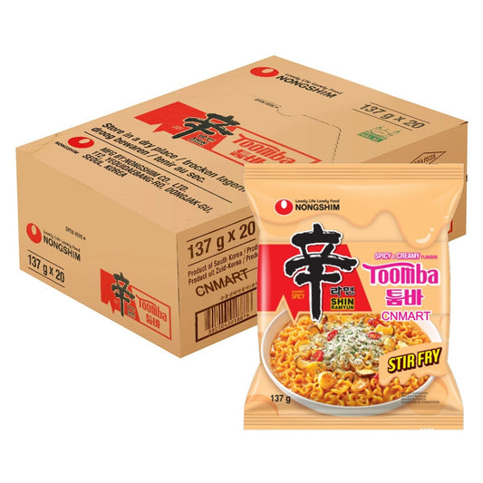 Nongshim Spicy & Creamy Toomba Stir Fry Flavour Instant Ramen Noodle 137g (Pack of 20)