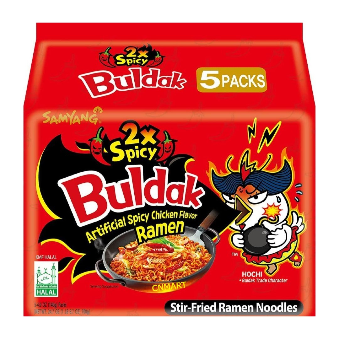 Samyang Buldak Hot Chicken Flavour Ramen - Double Spicy 140g (Pack of 5)