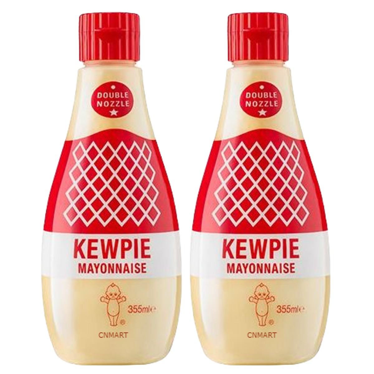 Kewpie Japanese Mayonnaise Double Nozzle 355ml Pack of 2 Gluten Free No Added MSG Japanese Mayo Bottles
