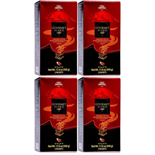 Trung Nguyen Gourmet Blend Vietnamese ground coffee multipack featuring bold aromatic coffee blend packaging with four 500g retail boxes suitable for home brewing and Vietnamese style coffee preparation.
