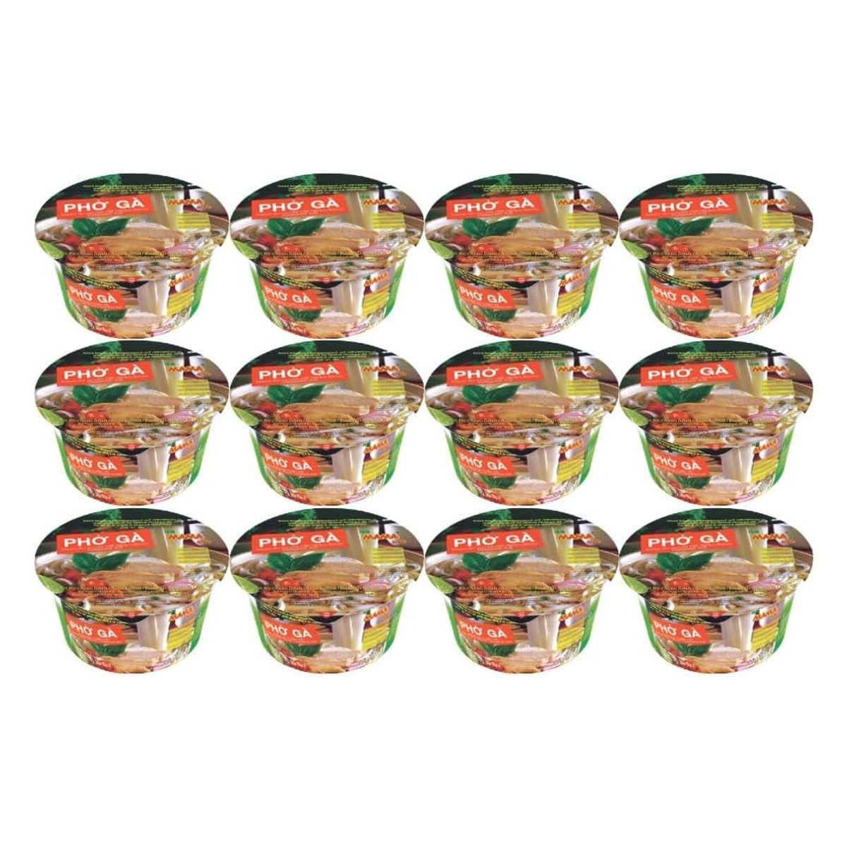 MAMA Phó Gà chicken flavour instant rice vermicelli noodle bowls pack of twelve product image