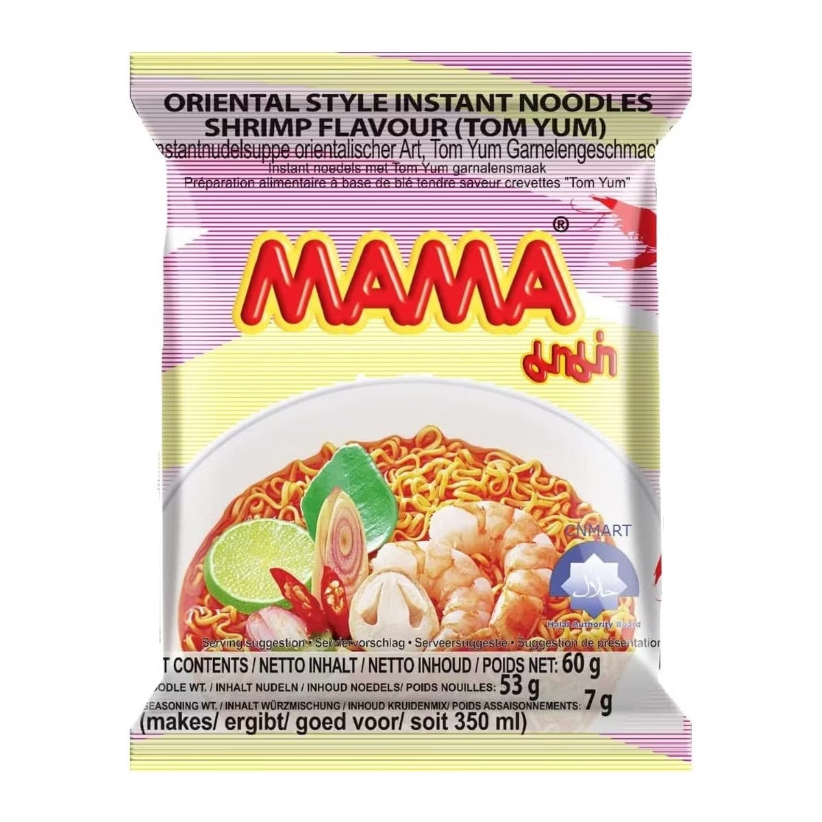 Mama Shrimp Tom Yum Flavour Oriental Style Instant Noodles 60g