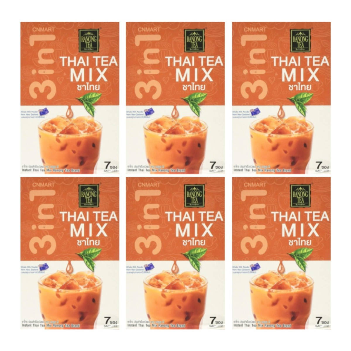 Ranong Thai Tea Mix 3-in-1 Instant Drink 210g (Pack of 6)