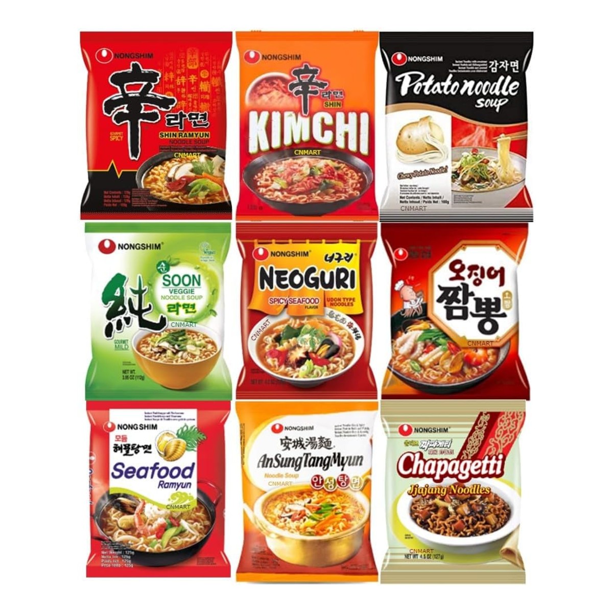 Nongshim Instant Noodle Soup Ramyun Ramen Assorted 5 Different Flavours Gift Set
