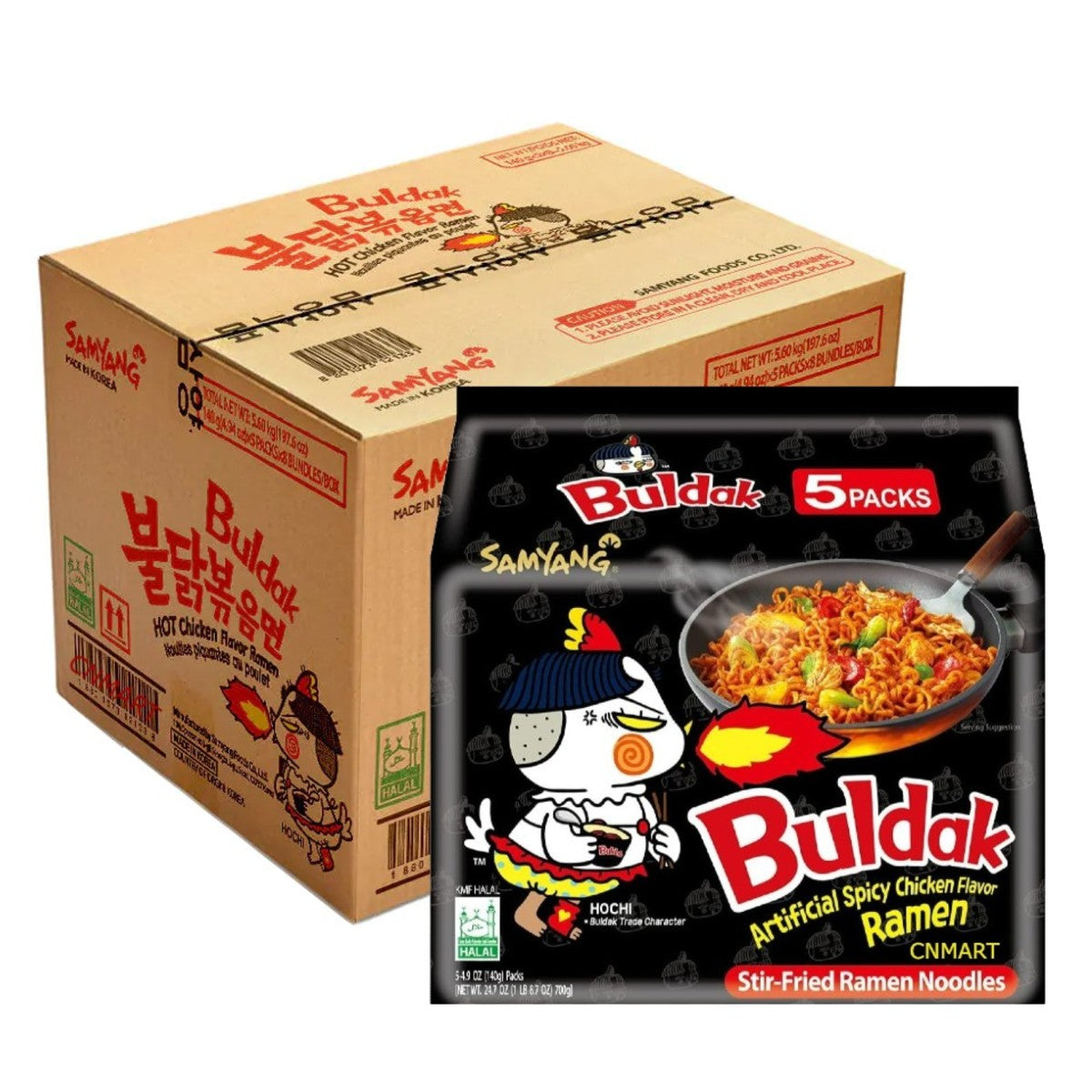 Samyang Buldak Hot Chicken Flavour Ramen Instant Noodles 140g (Pack of 40)