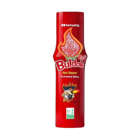 Buldak Hot Sauce Extremely Spicy Korean Chilli Sauce 165ml Bottle with Halal Certification and Signature Fire Chicken Mascot Design